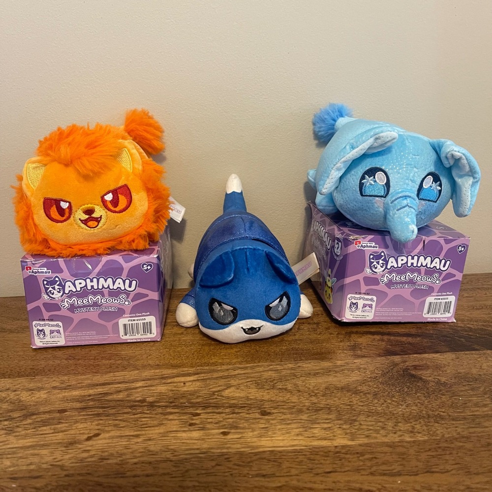 Aphmau MeeMeows Mystery Plush Safari Series Lion Shark Elephant Multi